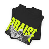 Praise Angel Statue Graphic Unisex Heavy Cotton Tee Spiritual Gothic Streetwear T-Shirt