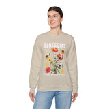 Blossoms Floral Crewneck Sweatshirt Comfortable Unisex Pullover Timeless Charm Streetwear Nature Inspired Empowerment Design Perfect Gift for Garden Lovers Friends Birthdays Cozy Days Casual Wear