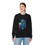 Galactic Dream Astronaut Neon Art Unisex Heavy Blend Crewneck Sweatshirt Vibrant Cosmic Streetwear Pullover Futuristic Space Design Soft Fleece Warm Comfortable Everyday Wear Perfect Gift for Sci Fi Lovers and Creative Dreamers