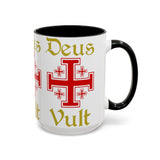 Deus Vult Accent Coffee Mug 11oz 15oz Red Cross Knight Crusader Ceramic Cup Bold Medieval Design Christian Symbol Faith Inspired Coffee Tea Gift Drinkware