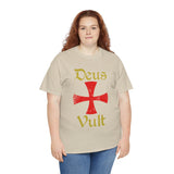 Unisex Deus Vult T Shirt Medieval Crusader Cross Graphic Tee Warrior Knight Inspired Vintage Christian Symbol Heavy Cotton Streetwear