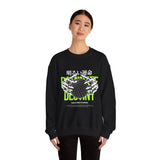 Destiny Fearless Pursuit of Happiness Unisex Heavy Blend Crewneck Sweatshirt Gothic Skeleton Hands Globe Graphic Streetwear Bold Motivational Pullover