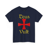 Unisex Deus Vult T Shirt Medieval Crusader Cross Graphic Tee Warrior Knight Inspired Vintage Christian Symbol Heavy Cotton Streetwear