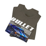 Bullet Blue Street Racing Artwork Unisex Heavy Cotton Tee High Performance Inspired Graphic Shirt For Car Lovers And Urban Streetwear Fans
