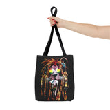 Rasta Lion Eco Tote Bag Vibrant Reggae Inspired Artistic Lion with Headphones Jamaican Island Style Bold Art Print Durable Cotton Canvas Bag for Music Lovers Travel or Daily Use by KLASSORO