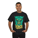 The Watcher Owl All Seeing Wisdom Unisex Heavy Cotton Tee Futuristic Mystic Streetwear T Shirt With Geometric Owl Symbol Neon Glow Artistic Design For Thinkers Visionaries And Night Owls