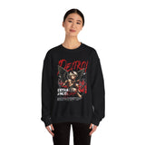Unisex Heavy Blend Crewneck Sweatshirt Betrayed Angel Destroy Graphic Pullover Black Gothic Streetwear Fire Print Bold Motivational Urban Fashion Outfit
