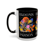 Blooms Person Accent Coffee Mug 11oz 15oz Abstract Floral Head Artistic Colorful Modern Creative Design Black White Ceramic Tea Cup Streetwear Inspired Artistic Fashion Drinkware