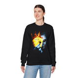 The Jocker Burning Aces Unisex Sweatshirt Fiery Gothic Streetwear Bold Dark Art Design for Risk Takers, Hustlers, and Fearless Fall Fashion Lovers
