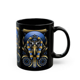 Eye Of Eternity Mug Egyptian Owl Pharaoh Design Gold And Blue Ceramic Mug Spiritual Morning Energy Cup For Focus, Calm, And Creative Awakening