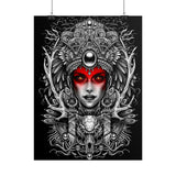 Mystic Warrior Goddess Poster Museum-Quality Wall Art Print Sacred Feminine Energy Gothic Tribal Line Design Perfect for Home Decor Studios Meditation Corners and Art Lovers