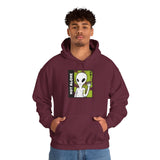 Not Alone Alien Unisex Hoodie UFO Graphic Pullover Sweatshirt Cartoon Extraterrestrial Sci Fi Space Themed Conspiracy Inspired Paranormal Streetwear
