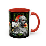 Wicked Supreme Accent Coffee Mug 11oz 15oz Statue Art Graphic Cup Supreme Inspired Streetwear Bust Design Bold Daily Motivation Ceramic Gift Drinkware