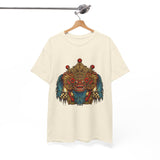 Unisex Balinese Barong Mask Graphic T Shirt Mythical Cultural Warrior Spirit Inspired Tee Tribal Festival Art Streetwear Heavy Cotton Top
