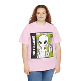 Unisex Not Alone Alien T Shirt Cartoon UFO Graphic Tee Extraterrestrial Sci Fi Space Themed Paranormal Conspiracy Inspired Streetwear Top