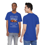 Orange Mid Engine Supercar Blueprint Artwork Unisex Heavy Cotton Tee High Performance Inspired Streetwear Graphic Shirt For Car Enthusiasts And Automotive Art Fans