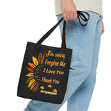 Sunflower Ho'oponopono Tote Bag Hawaiian Healing Prayer Design Spiritual Positivity Canvas Bag Mindfulness Reusable Durable Eco Friendly Shopping Tote