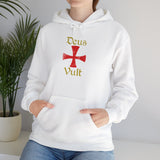 Unisex Deus Vult Hoodie Medieval Crusader Cross Heavy Blend Hooded Sweatshirt Warrior Knight Inspired Vintage Christian Symbol Streetwear