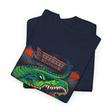 Beast Of The Stadium Unisex Heavy Cotton Tee Electric Crocodile Power Design Bold Neon Green Reptile Artwork For Streetwear And Fearless Fashion Lovers