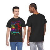Reaper Of Neon Flames Unisex Heavy Cotton Tee Dark Energy Skull Design Powerful Streetwear Statement For Bold Rebels And Night Warriors