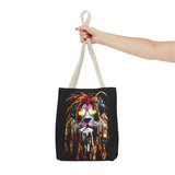 Rasta Lion Eco Tote Bag Vibrant Reggae Inspired Artistic Lion with Headphones Jamaican Island Style Bold Art Print Durable Cotton Canvas Bag for Music Lovers Travel or Daily Use by KLASSORO