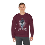 Existence Dystopian Society Cyborg Unisex Heavy Blend Crewneck Sweatshirt Futuristic Sci Fi Robotic Graphic Cyberpunk Streetwear Pullover