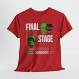 Final Stage Unisex Heavy Cotton Tee Graphic Black T Shirt Skull Neon Green Streetwear Futuristic Cyberpunk Bold Artistic Fashion Outfit