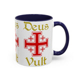 Deus Vult Accent Coffee Mug 11oz 15oz Red Cross Knight Crusader Ceramic Cup Bold Medieval Design Christian Symbol Faith Inspired Coffee Tea Gift Drinkware