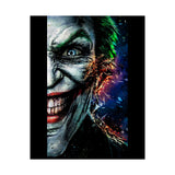 Joker Split Insanity Glossy Poster Bold Gothic Wall Art Dark Psychological Design Fiery Abstract Expression Print for Collectors, Creators, and Visionary Spaces