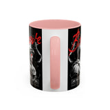 Brave Soul Warrior Accent Coffee Mug 11oz 15oz Black Ceramic Two Tone Cup Bold Statue Design with Red Script Gift for Coffee Lovers