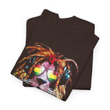 Rasta Lion Unisex Heavy Cotton Tee Bold Reggae Vibes Artistic Lion Headphones Design Cool Jamaican Streetwear Graphic TShirt Symbol of Strength Music and Freedom by KLASSORO