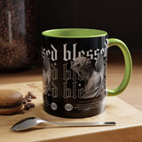 Blessed Angel Statue Graphic Accent Coffee Mug 11oz 15oz Gothic Streetwear Aesthetic Spiritual Artistic Ceramic Drinkware