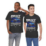 Bullet Blue Street Racing Artwork Unisex Heavy Cotton Tee High Performance Inspired Graphic Shirt For Car Lovers And Urban Streetwear Fans