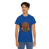 Unisex Balinese Barong Mask Graphic T Shirt Mythical Cultural Warrior Spirit Inspired Tee Tribal Festival Art Streetwear Heavy Cotton Top