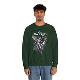 Fly High Angel Design Unisex Heavy Blend Crewneck Sweatshirt Guardian Spirit Angel Wings Spiritual Streetwear Pullover