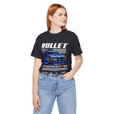 Bullet Blue Street Racing Artwork Unisex Heavy Cotton Tee High Performance Inspired Graphic Shirt For Car Lovers And Urban Streetwear Fans