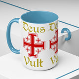 Deus Vult Accent Coffee Mug 11oz 15oz Red Cross Knight Crusader Ceramic Cup Bold Medieval Design Christian Symbol Faith Inspired Coffee Tea Gift Drinkware
