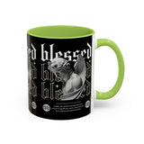 Blessed Angel Statue Graphic Accent Coffee Mug 11oz 15oz Gothic Streetwear Aesthetic Spiritual Artistic Ceramic Drinkware