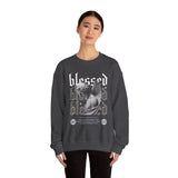 Blessed Angel Statue Graphic Unisex Heavy Blend Crewneck Sweatshirt Gothic Streetwear Aesthetic Spiritual Bold Artistic Pullover