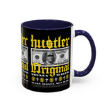 Hustler Original Money Maker Accent Coffee Mug 11oz 15oz Streetwear Bold Dollar Bill Graphic Motivational Entrepreneur Ceramic Cup