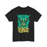 The Watcher Owl All Seeing Wisdom Unisex Heavy Cotton Tee Futuristic Mystic Streetwear T Shirt With Geometric Owl Symbol Neon Glow Artistic Design For Thinkers Visionaries And Night Owls