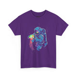 Galactic Dream Astronaut Neon Art Unisex Heavy Cotton Tee Bold Cosmic Streetwear Graphic T Shirt Vibrant Space Design Comfortable Classic Fit Everyday Wear Perfect Gift for Sci Fi Lovers and Creative Minds