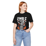 Humble Angel Statue Graphic Unisex Jersey Short Sleeve Tee Streetwear Fire Print T Shirt Bold Motivational Urban Fashion Outfit
