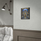 Eye Of Eternity Poster Gold And Blue Egyptian Owl Pharaoh Sacred Geometry Art Print Spiritual Wall Decor For Focus Energy And Royal Inspiration