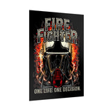 Firefighter Motivational Poster One Life One Decision Wall Art Tribute To Heroes Courage Quote Fire Rescue Design Home Decor Gift For Firefighters Gym Office Inspirational Wall Print