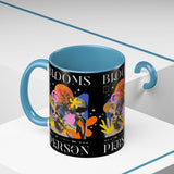 Blooms Person Accent Coffee Mug 11oz 15oz Abstract Floral Head Artistic Colorful Modern Creative Design Black White Ceramic Tea Cup Streetwear Inspired Artistic Fashion Drinkware