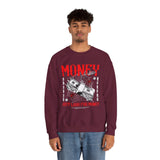 Money Motivation Hustler Mindset Graphic Print Unisex Heavy Blend Crewneck Sweatshirt Streetwear Ambition Pullover