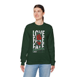 Love Fake Friendship Rose Crewneck Comfortable Unisex Sweatshirt Bold Graphic Streetwear Pullover Empowering Artistic Floral Design For Self Expression Perfect Gift For Friends Birthdays Cozy Days Casual Wear