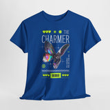 The Charmer Unisex Heavy Cotton Tee Futuristic Butterfly Graphic Streetwear Neon Cyber Aesthetic Artistic Fashion Statement T Shirt