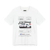 White Track Racing Blueprint Artwork Unisex Heavy Cotton Tee High Performance Inspired Streetwear Graphic Shirt For Car Lovers And Speed Enthusiasts
